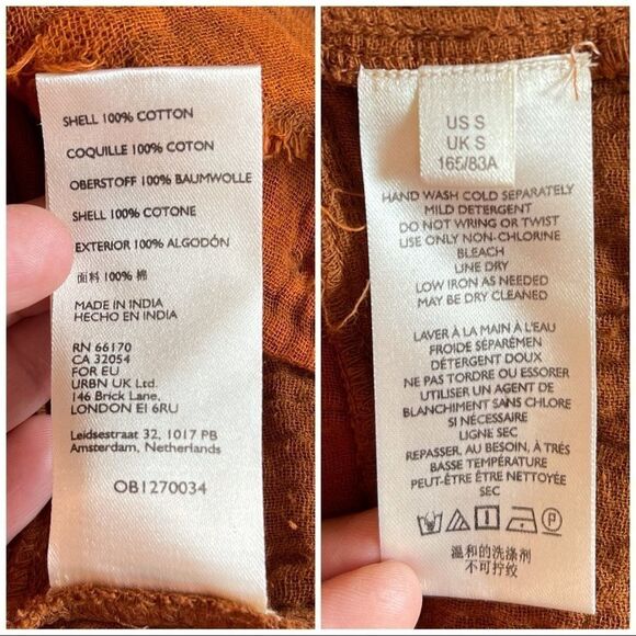 Free People Sunday Stroll Maxi Dress smocked oversized Small Burnt Clay Combo - Picture 13 of 14